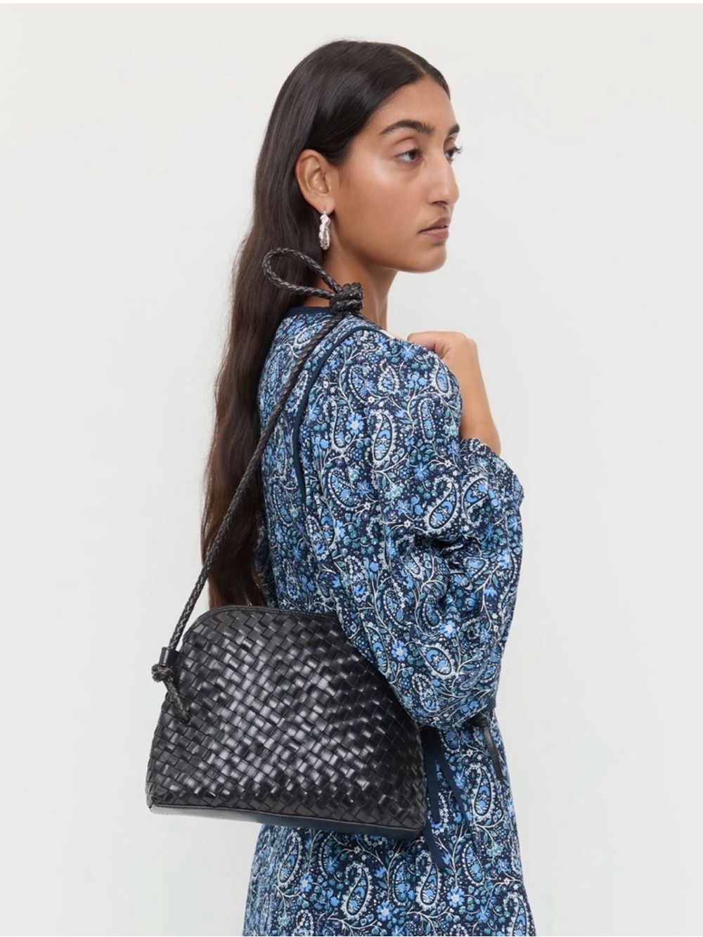 Loeffler Randall Mallory Black Woven Leather Crossbody Bag